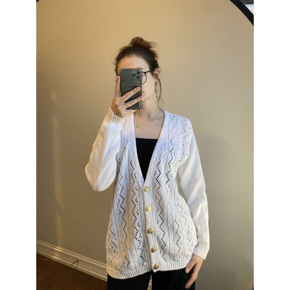 Sk & Company Sweaters - Vintage Sk & Company Size Small Crochet  Cardigan